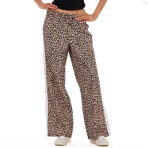 Forever 21 Leopard Print Wide-Leg Pants with White Side Stripe